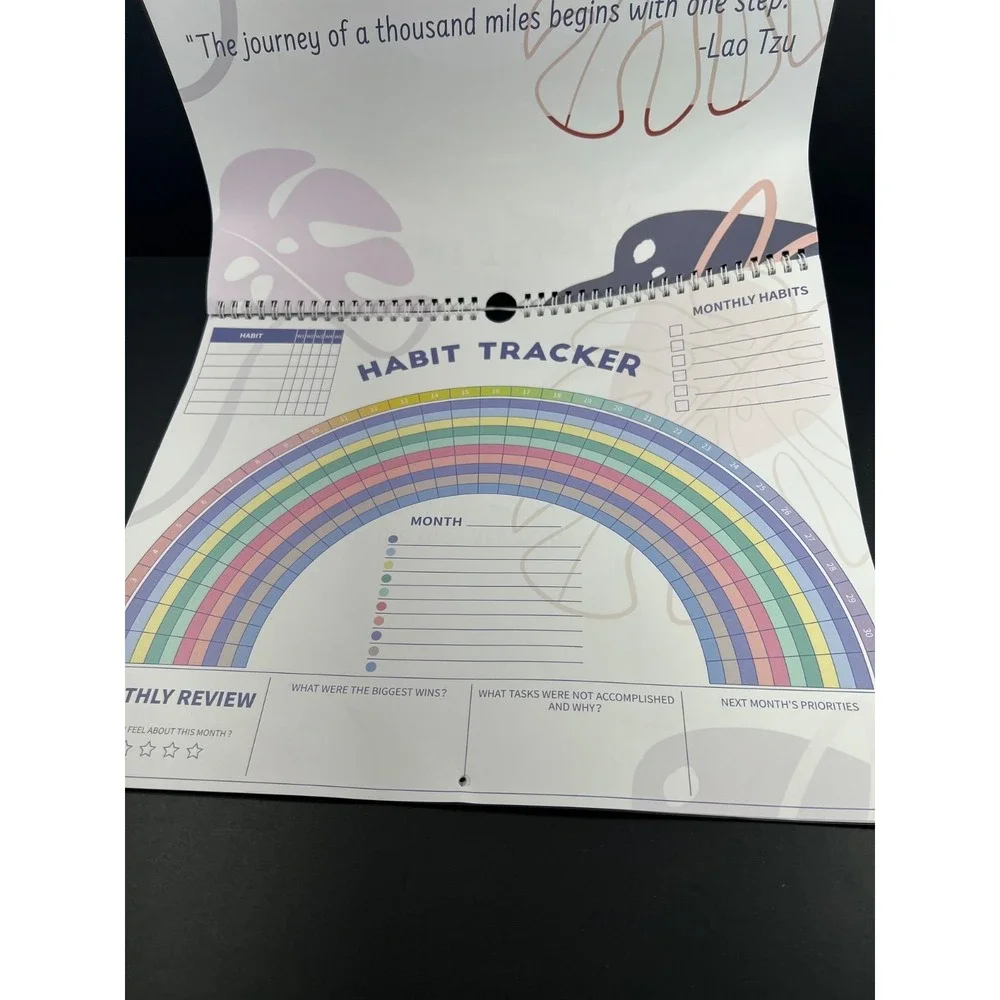Eyrozill Habit Tracker Calendar Unisex OS Multicolor New Rainbow Abstract BGB038